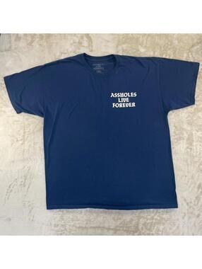 A**holes Live Forever Adult XXL Blue T-Shirt Graphic Logo Short Sleeve